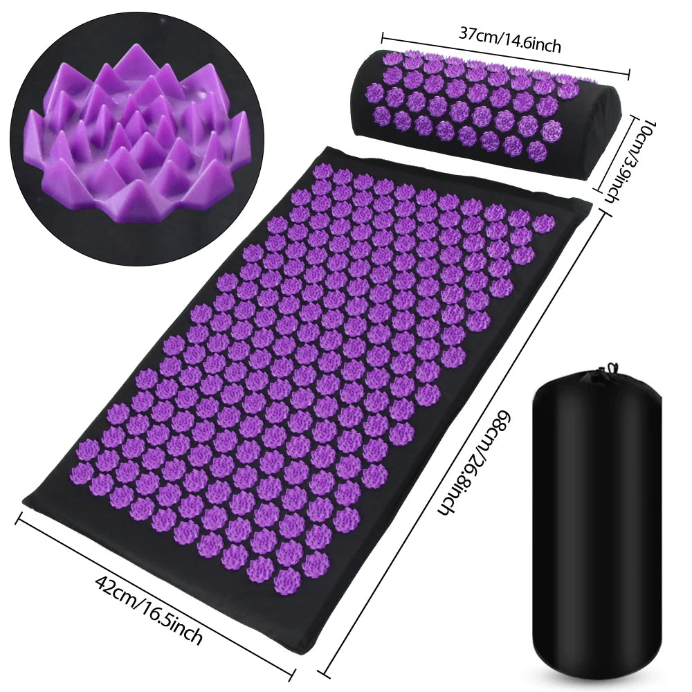 Acupressure Mat and Pillow Set – Pressure Point Relaxation Mat for Home Use
